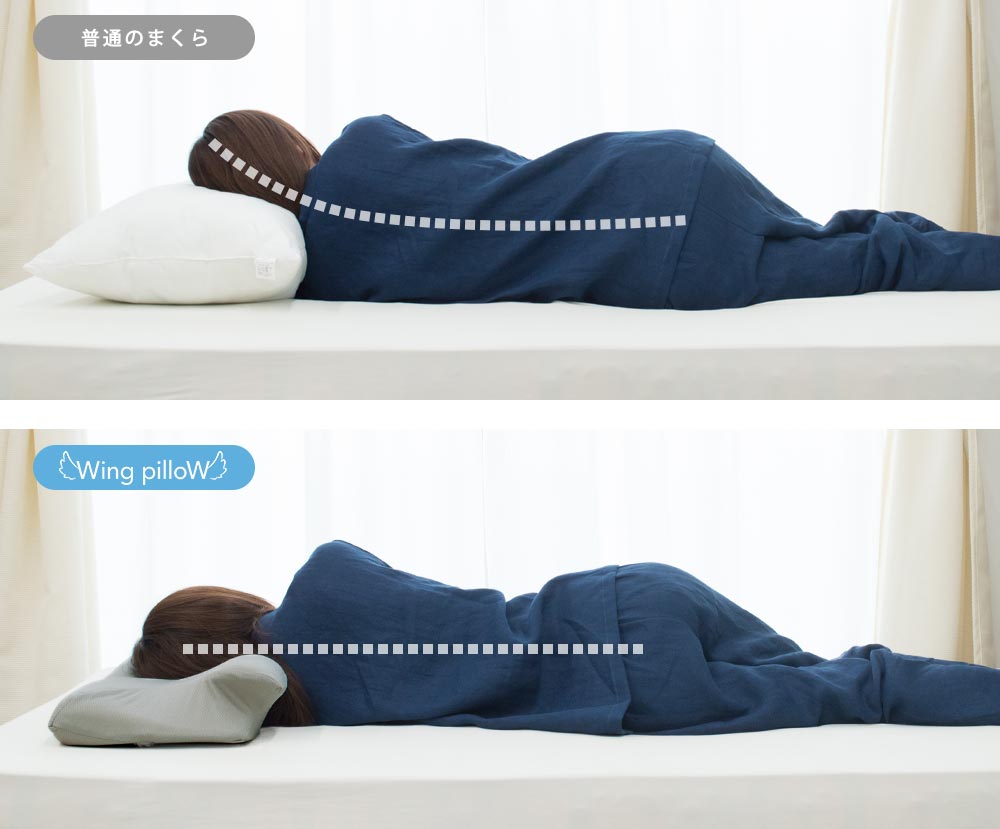 ウイングピローは理想的な寝姿勢を維持！